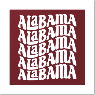 Alabama - Bama Groovy White Wave Posters and Art